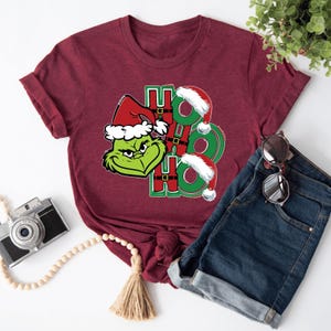 Santa Grinch T-shirt, Grinchmas Crewneck, Funny Xmas Shirt, Grinch Smile, Best Christmas Gift, Ho Ho Ho T-Shirt, Family Christmas Movie Tee