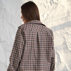 Women's Oversized Plaid Flannel Shirt  | Checkered Shirt | Cotton Blouse