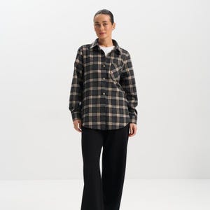 Women's Oversized Plaid Flannel Shirt  | Checkered Shirt | Cotton Blouse