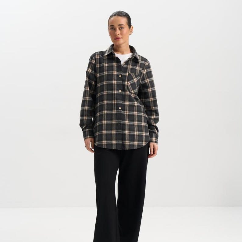 Women's Oversized Plaid Flannel Shirt  | Checkered Shirt | Cotton Blouse