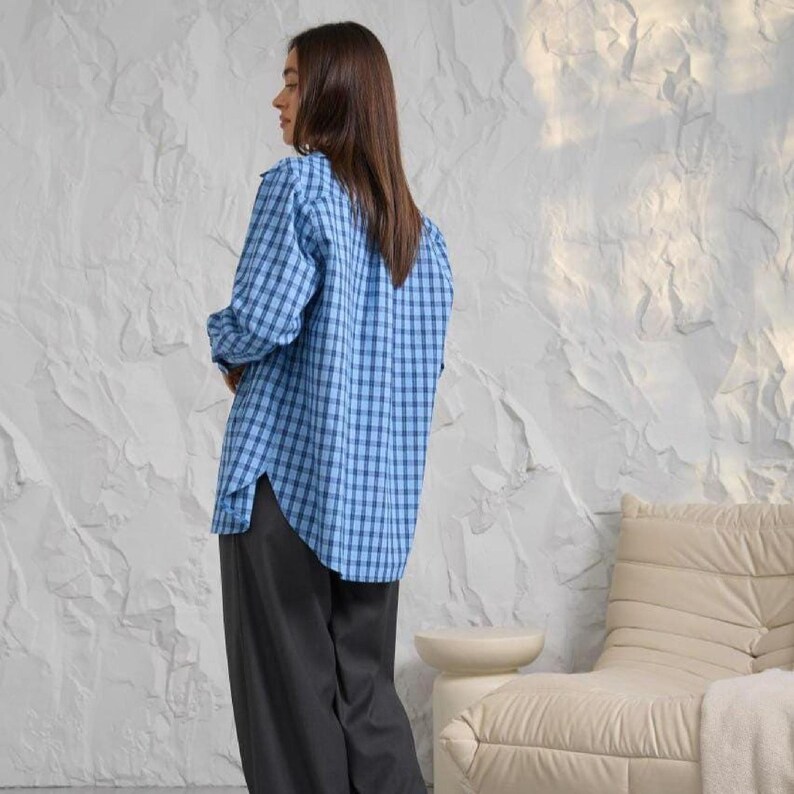 Women's Oversized Plaid Flannel Shirt  | Checkered Shirt | Cotton Blouse