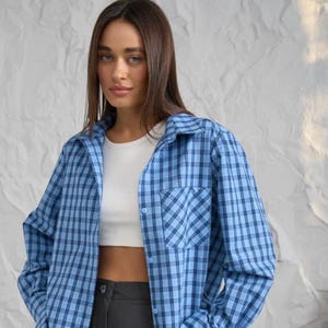 Women's Oversized Plaid Flannel Shirt  | Checkered Shirt | Cotton Blouse
