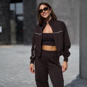 Zip Hoodie Palazzo Pants Set: Women's Cotton Loungewear Tracksuit