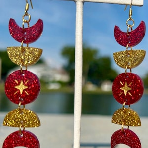 Moon Phase Earrings Moon and Star Earrings Moon Earrings Moon Phase Dangles Statement Earrings