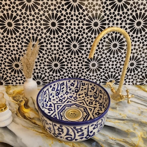 bleu handmade ceramic sink - bathroom wash basin