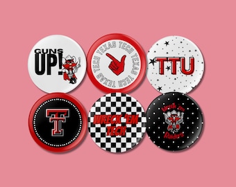 Texas Tech University Buttons (Pack of 3)