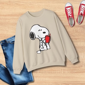 Snoopy-läströja, present till bokälskare, läströja, matchande bokklubbs-tröja, present till bibliotekarie