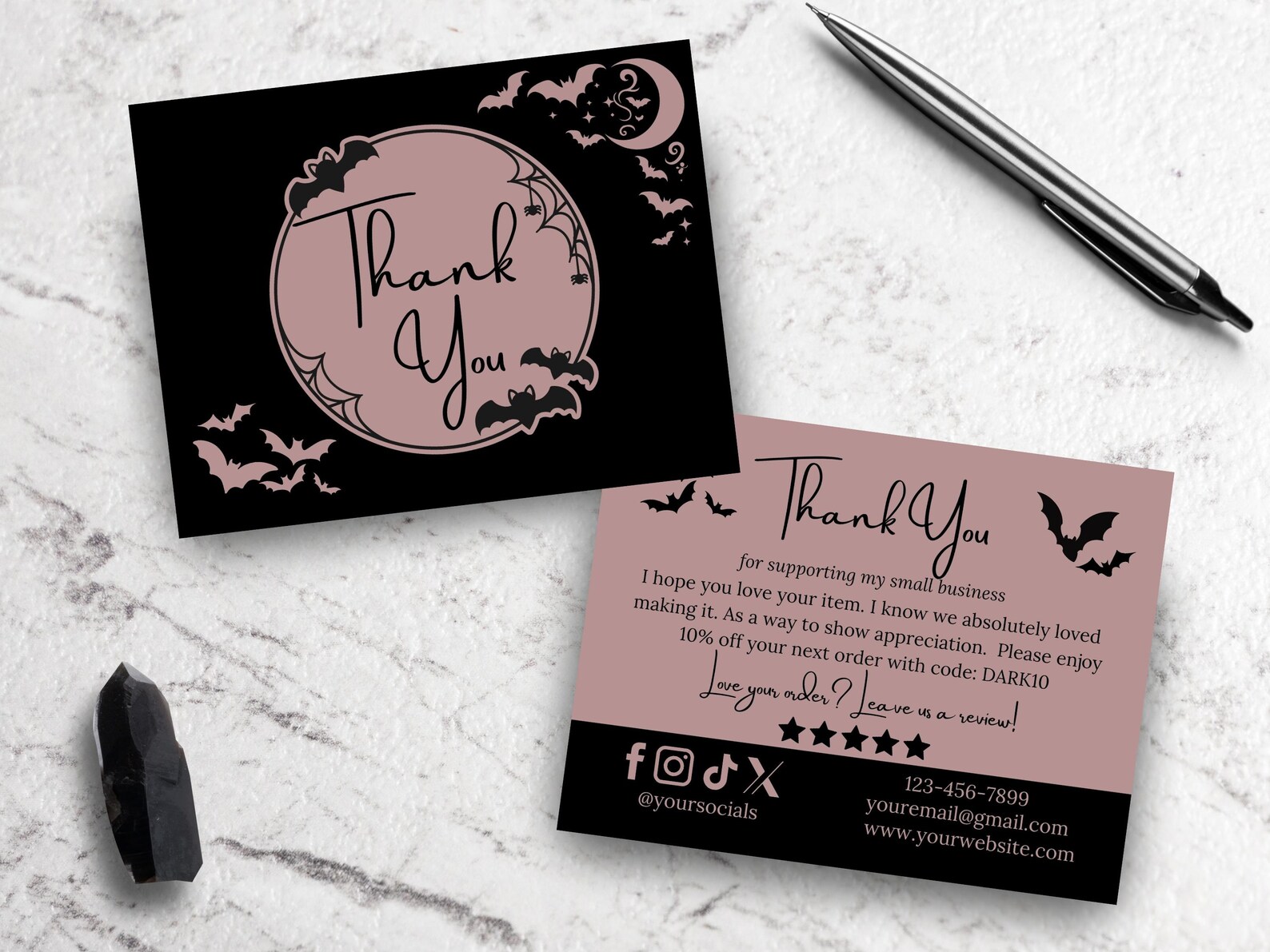 Gothic Thank You Business Card Template | Instant Download - Etsy