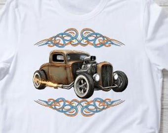 Hot Rod Flame Shirt: Classic Car Pinstripe Rockabilly Style