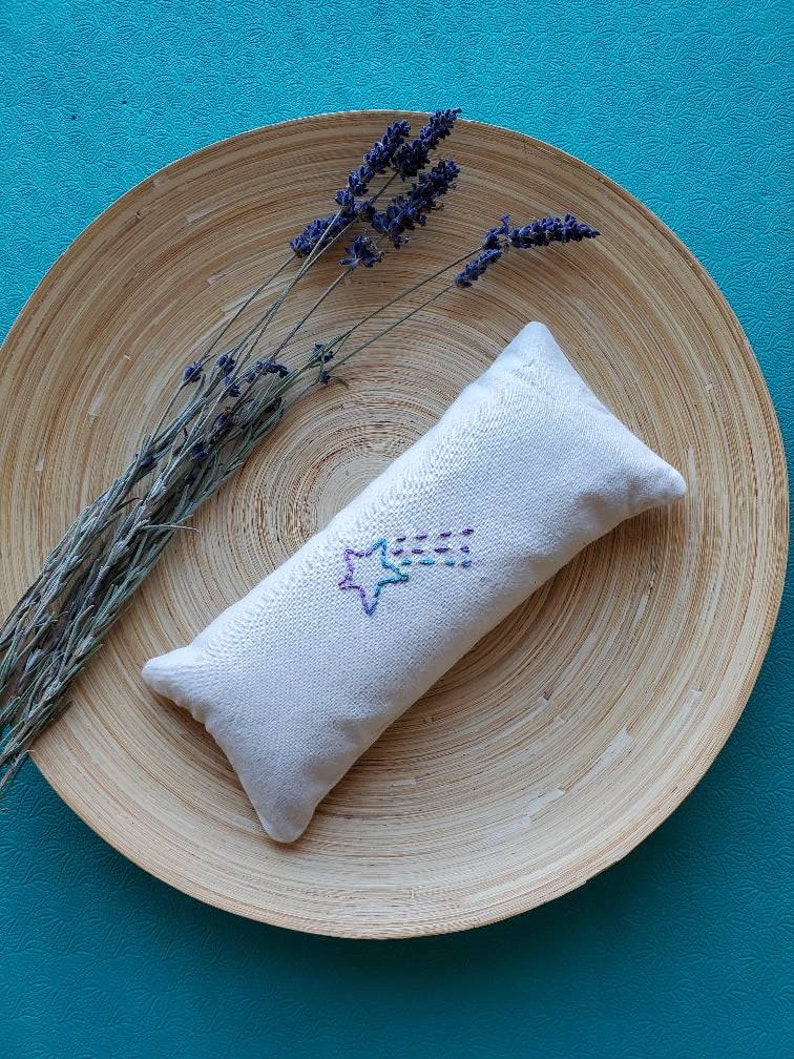 Organic Cotton Eye Pillow Hand Embroidered Lavender Etsy