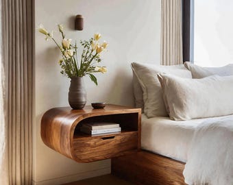 Minimalist Floating Nightstand With Storage For Bedroom