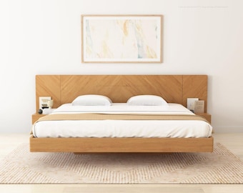 Hollywood teakhouten drijvend bed met bijzettafels