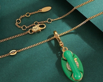 Juicy Couture Green Telephone Charm Necklace