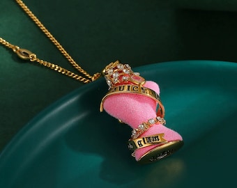 Juicy Couture Layered Pink & Goldtone Charm Necklace
