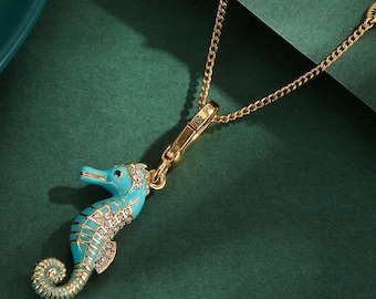 Juicy Couture Seahorse Pendant Necklace with Turquoise Enamel