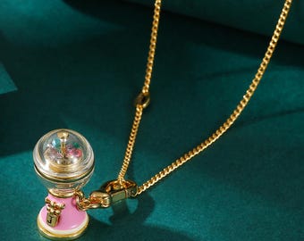 Juicy Couture Pink Bubble Gum Machine charm necklace
