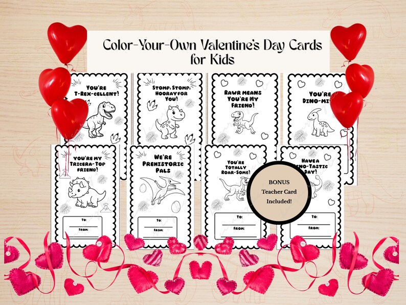 Printable Kids Valentine Cards | Classroom Coloring Valentines | DIY ...