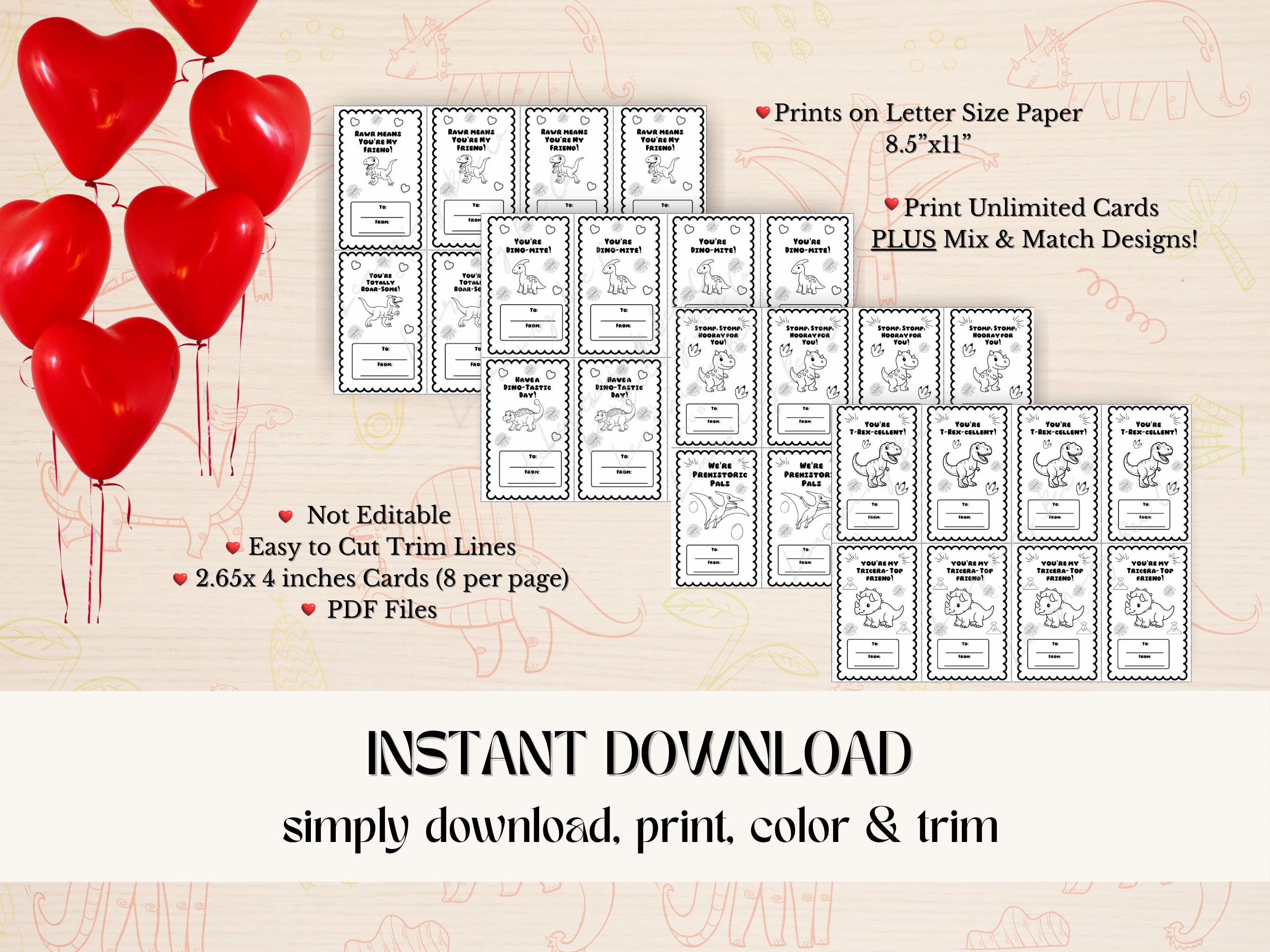 Printable Kids Valentine Cards | Classroom Coloring Valentines | DIY ...