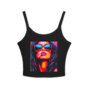 Pop Art Spaghetti Strap Tank Top: Music Festival Cami