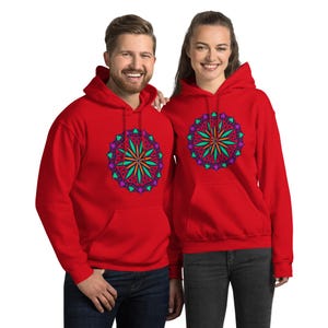 Unisex Mandala Hoodie | Cozy Cotton Blend Pullover | Artistic Boho Style Sweatshirt in Multiple Colors