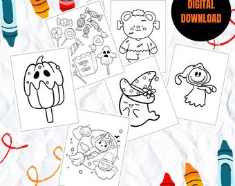 Halloween-kleurplaten voor kinderen: spookachtig afdrukbaar activiteitenboek (digitale download)