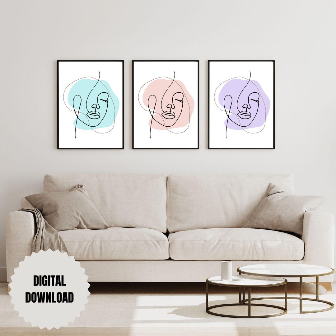 Abstract Face Line Art Prints - Minimalist Woman Portrait (digital ...