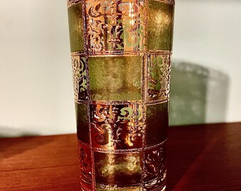 Mid Century TUMBLER highball glass by CULVER in the PRADO pattern 22 kt gold
