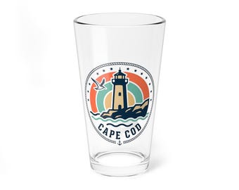 Verre à mélange Cape Cod Lighthouse | Pinte de 16 oz, motif marin bord de mer