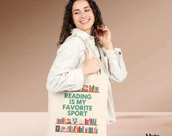 Bolsa de lona "Leer es mi deporte favorito" / Bolsa de lona para lectores, amantes de las bibliotecas y chicas de clubes de lectura