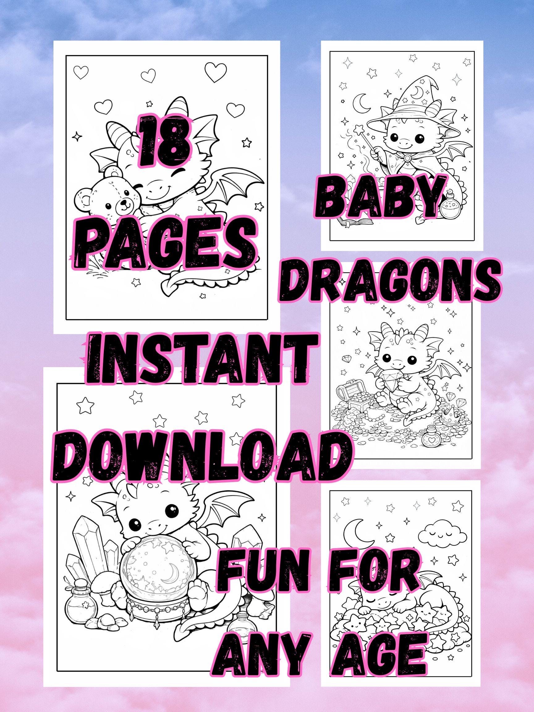 Kawaii Dragon Coloring Book | Fantasy Printable Pages (digital Download ...