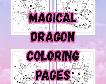 Kawaii Drachen Malbuch | Fantasy Druckbare Seiten (Digitaler Download)