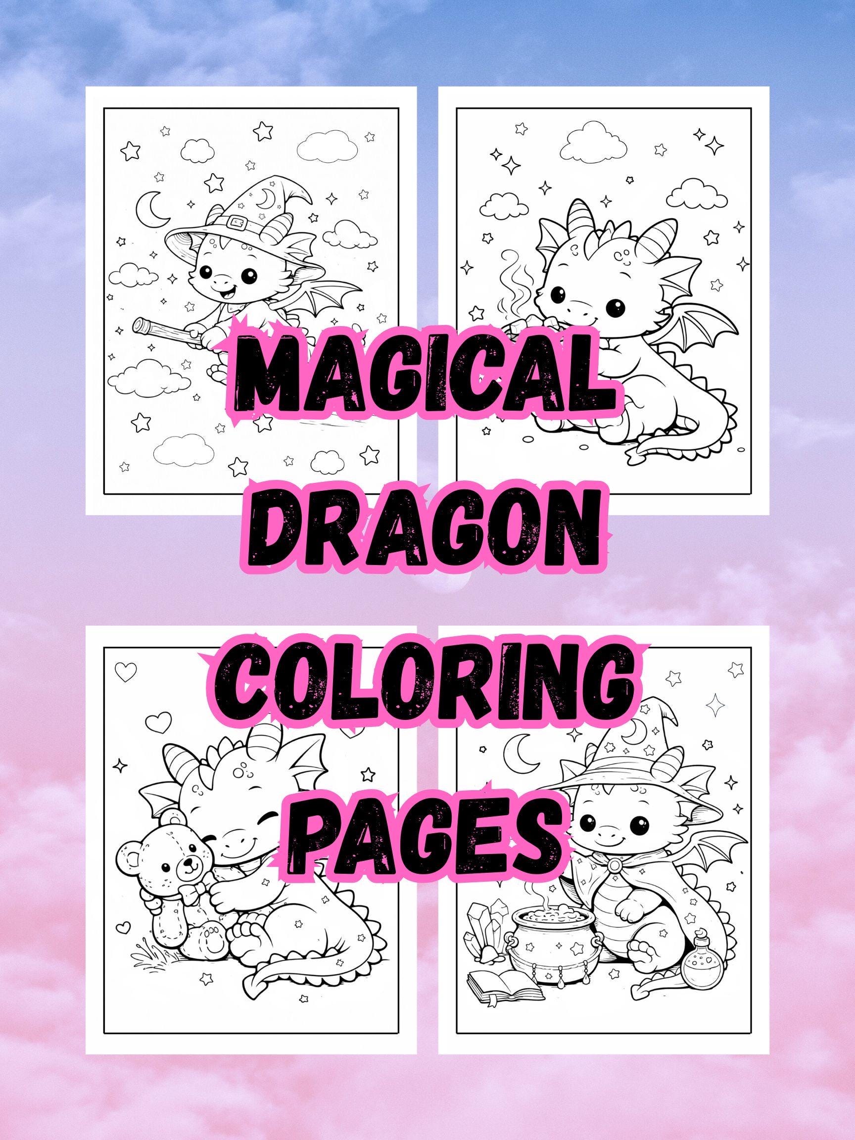 Kawaii Dragon Coloring Book | Fantasy Printable Pages (digital Download ...