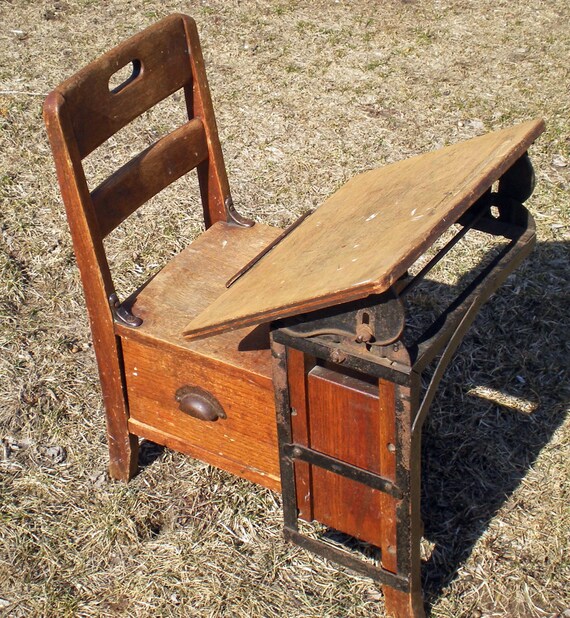 ANtique Child's school desk vintage childrens kids Etsy