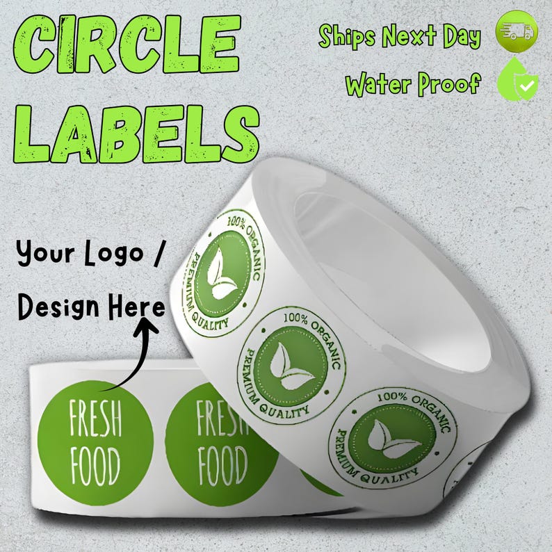 Custom Logo Stickers on Roll | Circle BOPP Labels, Waterproof Laminated ...