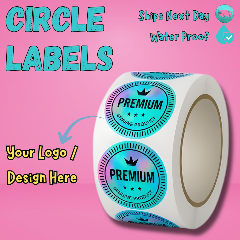 Custom Logo Stickers on Roll | Circle BOPP Labels, Waterproof Laminated ...