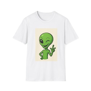 Alien Graphic T-Shirt, Fun Tee for Sci-Fi Lovers, Unisex Softstyle Tee for Casual Wear, Perfect for Gifts & Celebrations