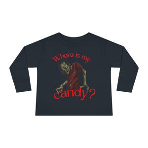 Zombie Candy Toddler Long Sleeve Tee - Perfect for Halloween, Trick or Treating, Kids Party, Costume Fun, Spooky Vibes