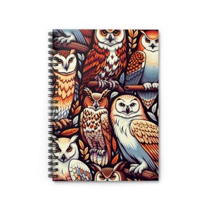 Bohemian Owl Spiral Notebook - Vibrant Art Journal, Eco-Friendly Stationery, Gift for Nature Lovers, School Supplies, Writing Inspiration
