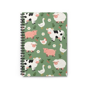 Niedliches Kuh und Schwein Journal, Bauernhof Tier Themen Spiralblock, Geschenk für Kinder, Schulbedarf, Kuh Liebhaber Geschenk, pastoral Dekor