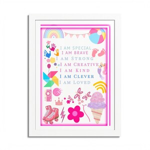 Motivational Framed Poster, Colorful Wall Art, Kids Room Decor, Positive Affirmation Prints, Gift for Children