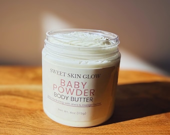 Whipped Shea & Mango Body Butter Baby Powder Scent | Ultra-Moisturizing Silky Soft Skin, Nourishing Hydrating