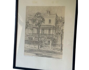 Julia Homer Wilson Framed Lithograph 21 East Battery Charleston Signed