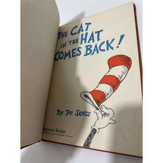 Dr Seuss 1st Printing 1956 The Cat in the Hat Random House Blue Hat Rare View 5