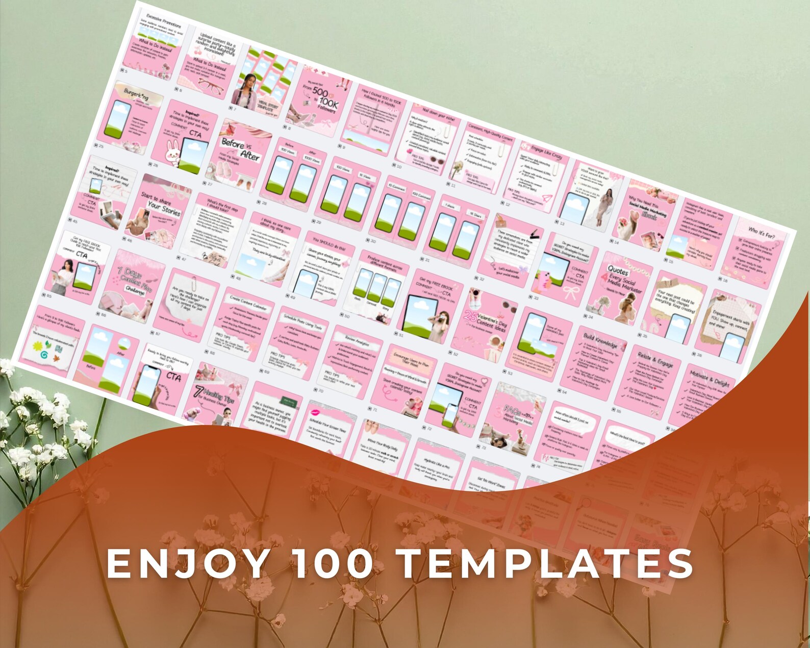 Pink Instagram Carousel Templates Canva | 100 Editable Posts - Etsy