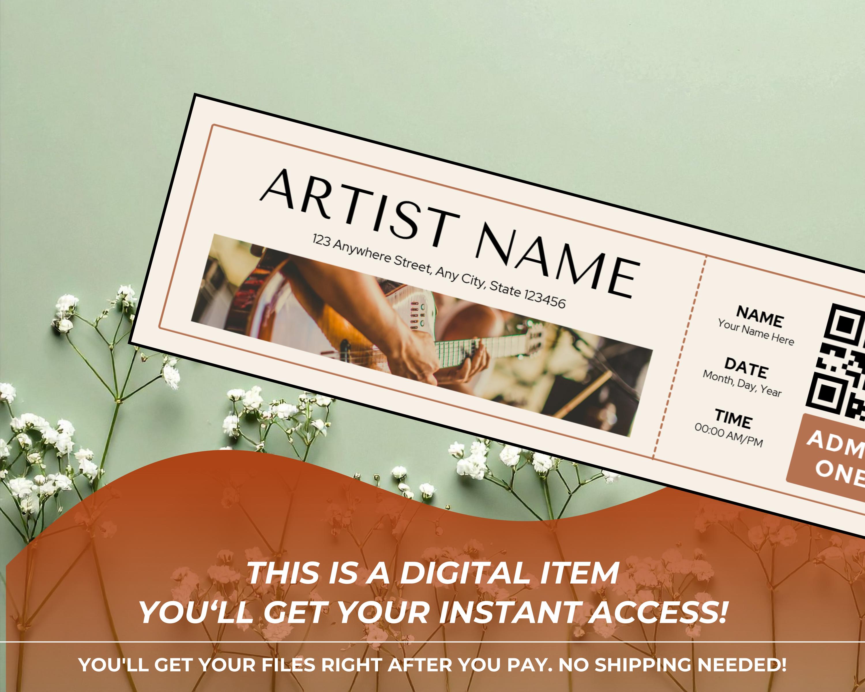 Customizable Concert Ticket Template: Editable Printable Gift - Etsy ...