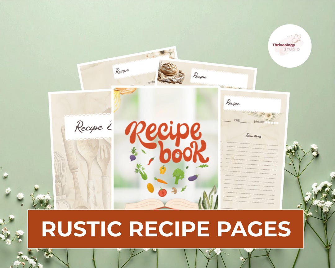 Rustic Recipe Pages Recipe Cards Set: Rustic Farmhouse Style - Digital 4x6 Download - Etsy ...