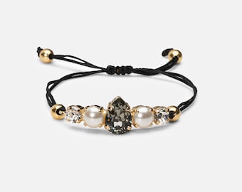 Dreamcatcher Bracelet: Hand-Knitted Cord with Preciosa Crystals & 24k Gold
