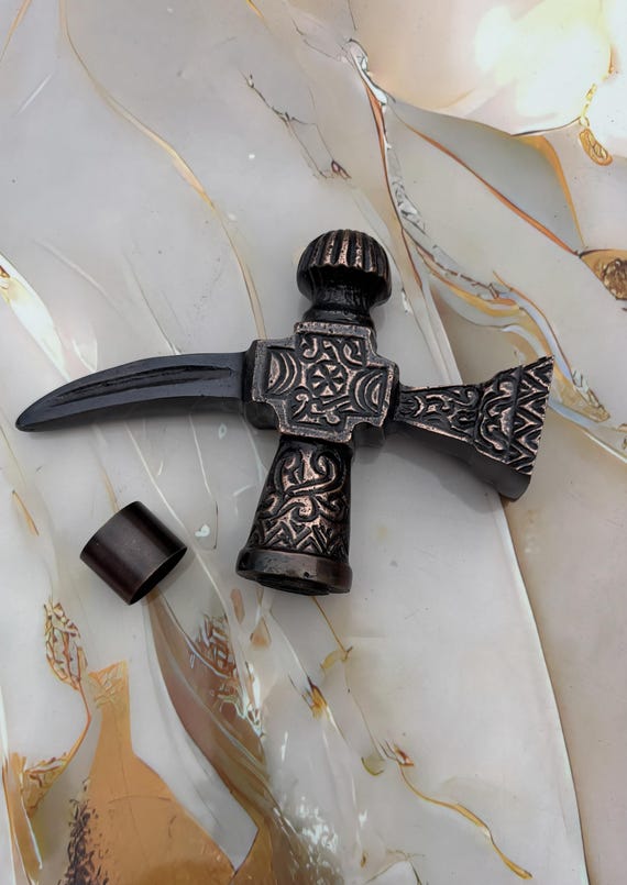 Hand-Engraved Solid Brass Walking Stick Handle | Antique Style Cane Grip