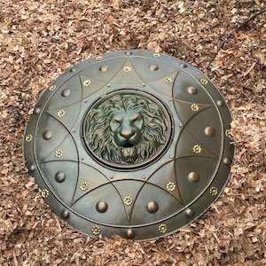 Lion Face Shield| Crusader Knight Round Shield| Battle Knight Heater Shield| Cosplay LARP And Collectible Shield For Warriors & Decor Shield
