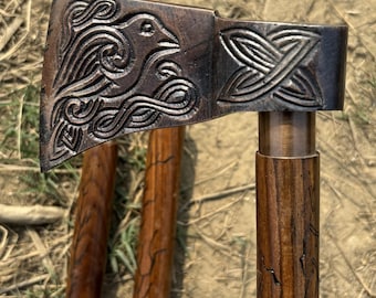 3-Fold Wooden Walking Cane – Carved Handle, Portable Travel Stick – Vintage Style Aid